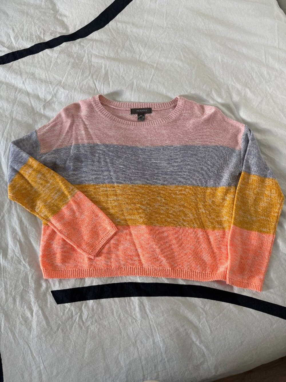 EUC Primark Colorblock Striped Cropped Sweater Sz 2XS - Picture 1 of 6